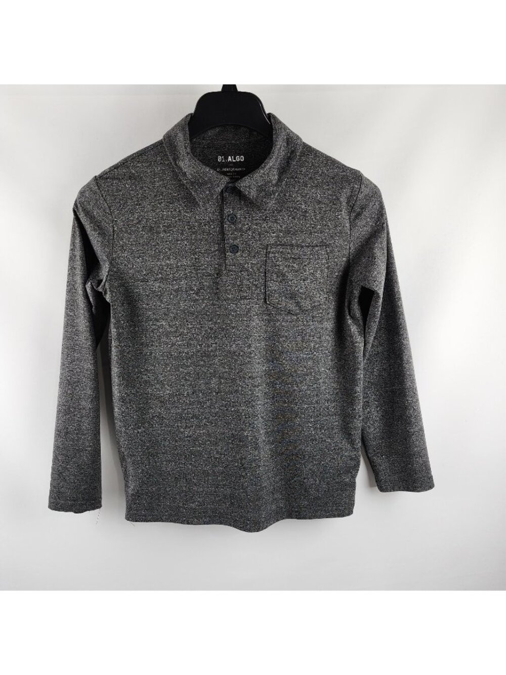 01.Algo Shirt Boys Large Gray L/S Performance Polo